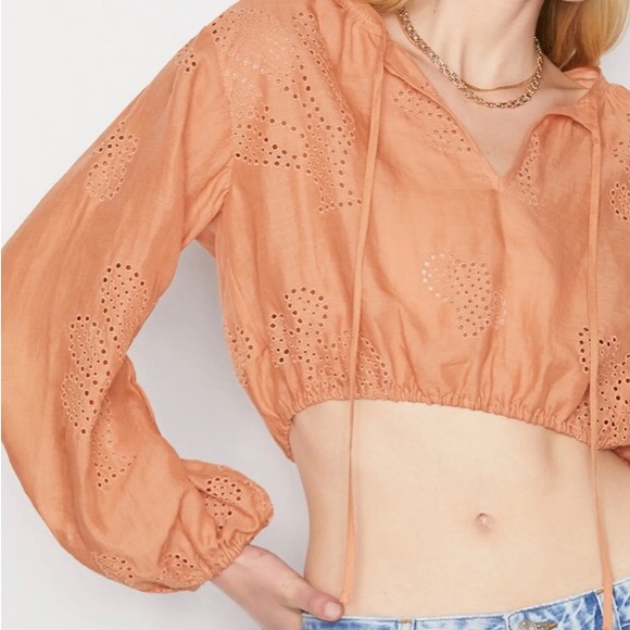 NWT $723 FRAME Eyelet Linen Maxi Skirt and Shirred Crop Eyelet Blouse - size XS! - Picture 9 of 10